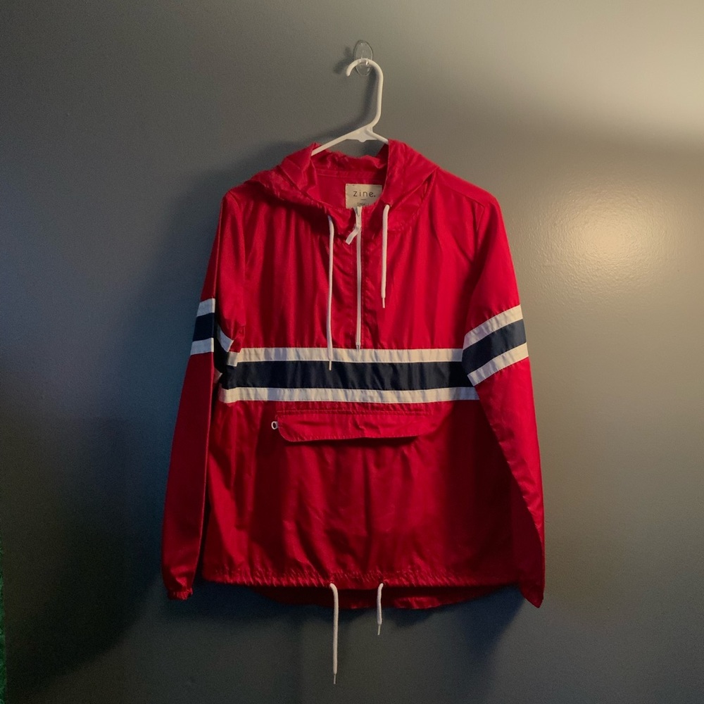 Zine Red Windbreaker Hoodie Sweatshirt